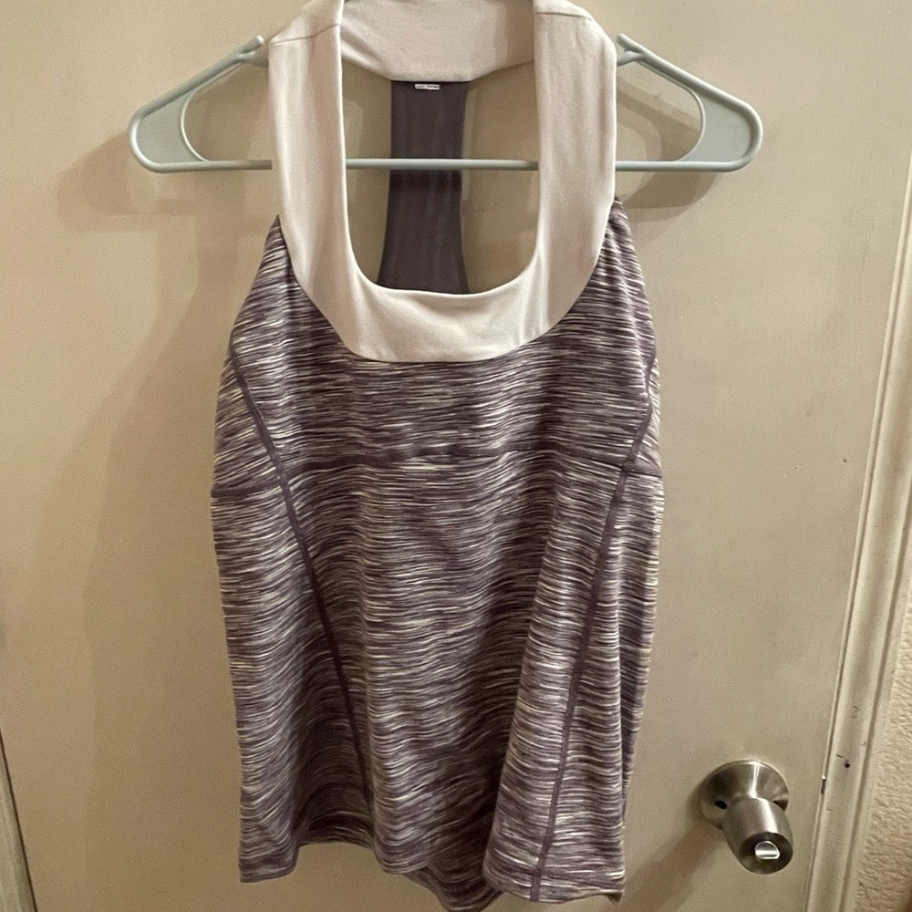 Lululemon Gray, White, Space Dye Workout Top Size 10
